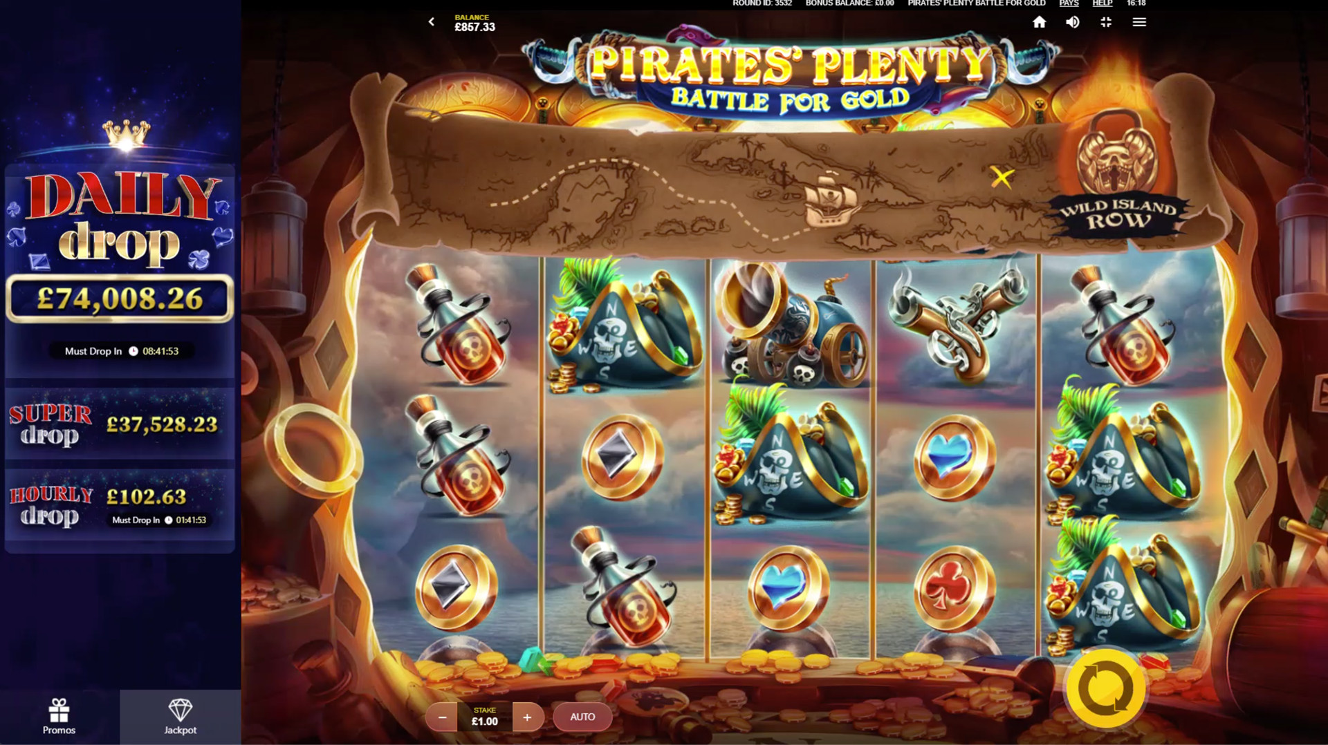 Red Tigers Pirate's Plenty Battle For Gold Must Drop HUD in Red Tigers Pirate's Plenty Battle For Gold