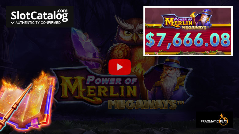 Большой выигрыш в слоте Power of Merlin Megaways, июль 2024 г.