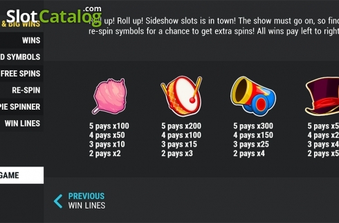 Скрин5. Sideshow Slots слот
