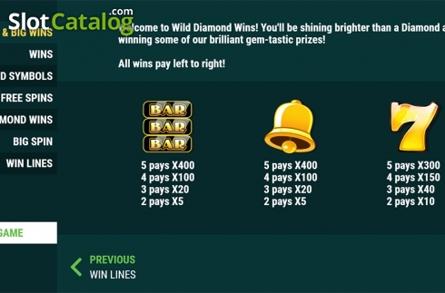 Скрин5. Wild Diamond Wins слот