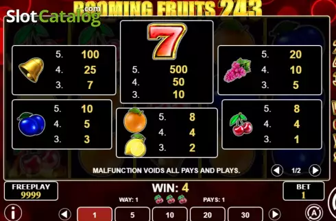 Скрин5. Booming Fruits 243 слот