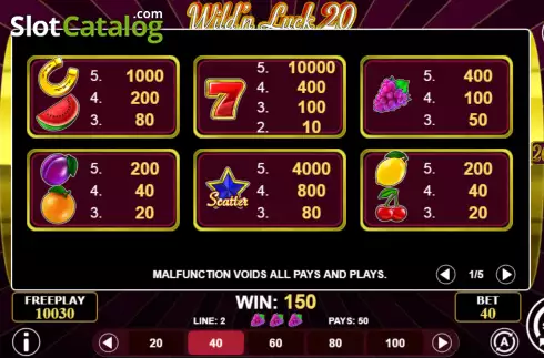 Скрин5. Wild'n Luck 20 слот