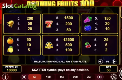 Скрин7. Booming Fruits 100 слот