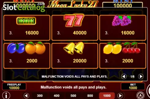Скрин6. Mega Lucky 27 слот