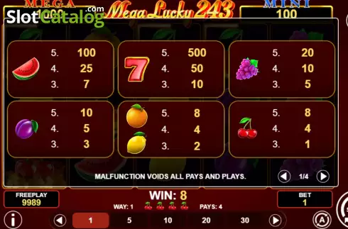 Скрин6. Mega Lucky 243 слот