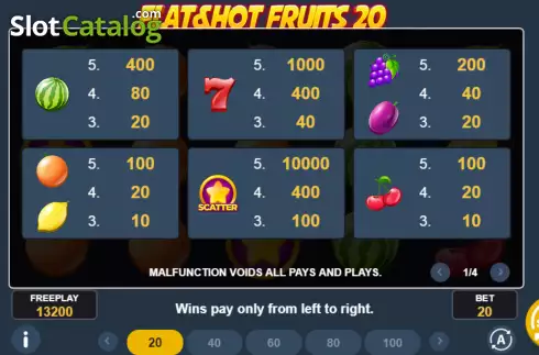 Скрин5. Flat & Hot Fruits 20 слот