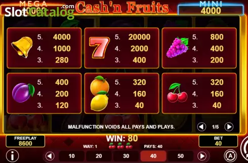 Скрин9. Cash'n Fruits Hold and Win слот