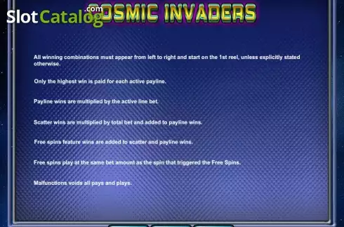 Скрин7. Cosmic Invaders слот