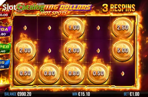 Скрин3. 5 Flaming Dollars Hot Spots слот