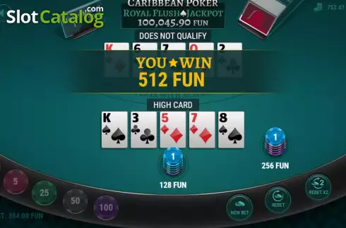 Скрин4. Caribbean Poker Royal Flush Jackpot слот