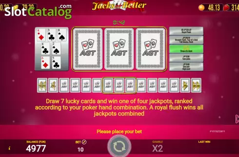 Скрин9. Jacks Or Better (AGT Software) слот