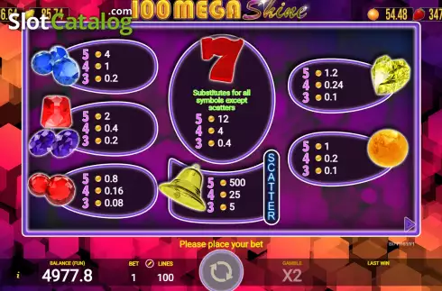 Скрин6. 100 Mega Shine слот