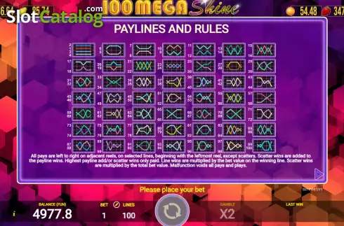Скрин9. 100 Mega Shine слот