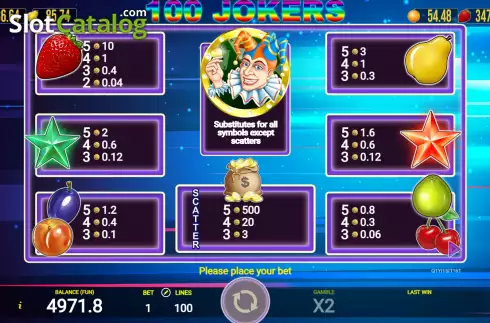 Скрин6. 100 Jokers слот