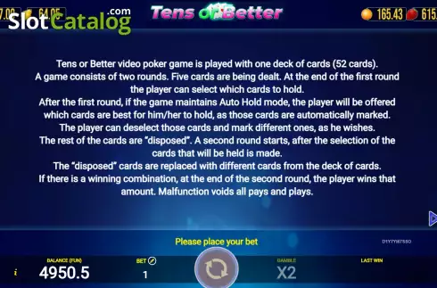 Скрин6. Tens or Better (AGT Software) слот