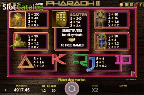 Скрин6. Pharaoh II (AGT Software) слот