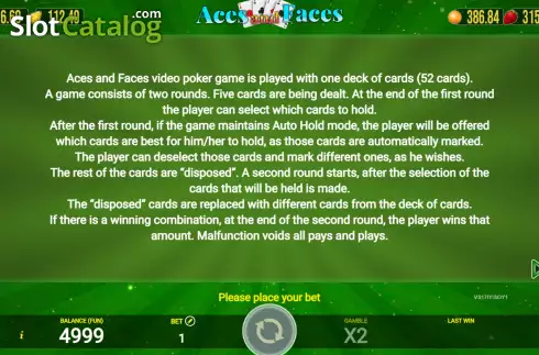 Скрин6. Aces And Faces (AGT Software) слот