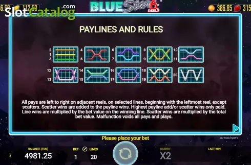 Скрин9. Blue Star 6 Reels слот