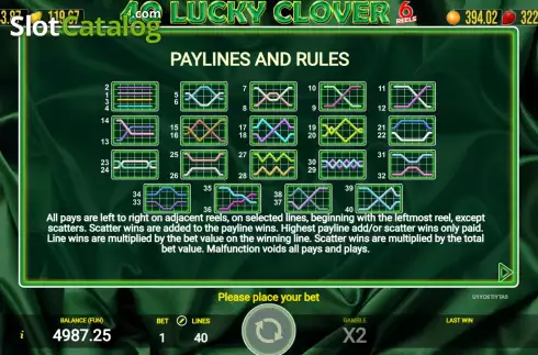 Скрин9. 40 Lucky Clover 6 Reels слот