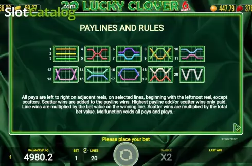 Скрин9. 20 Lucky Clover 6 Reels слот