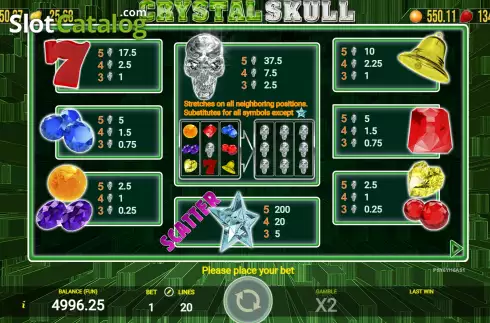Скрин6. Crystal Skull (AGT Software) слот