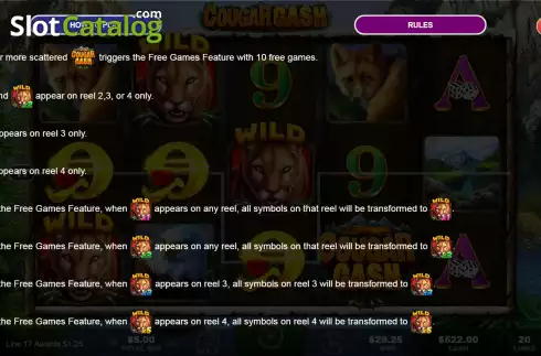 Скрин5. Cougar Cash слот