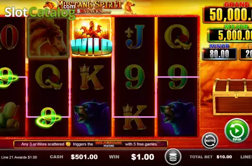 Скрин4. Mustang Spirit Cash Stacks Gold слот