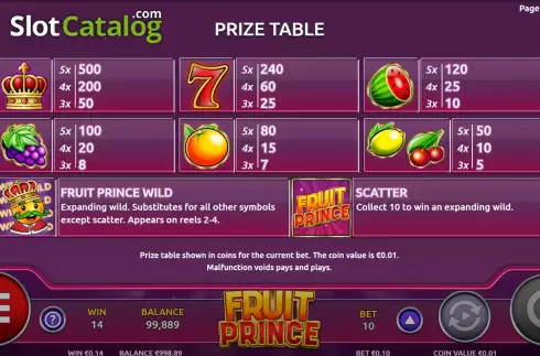Скрин6. Fruit Prince слот