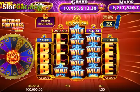 Скрин2. Inferno Fortunes Rising Rewards King Millions слот