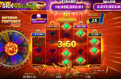 Скрин3. Inferno Fortunes Rising Rewards King Millions слот