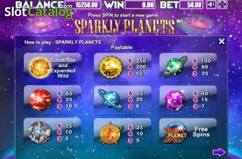 Скрин4. Sparkly Planets слот