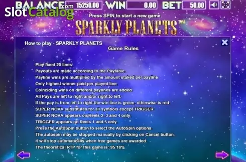 Скрин6. Sparkly Planets слот