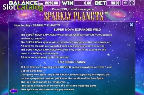 Скрин7. Sparkly Planets слот
