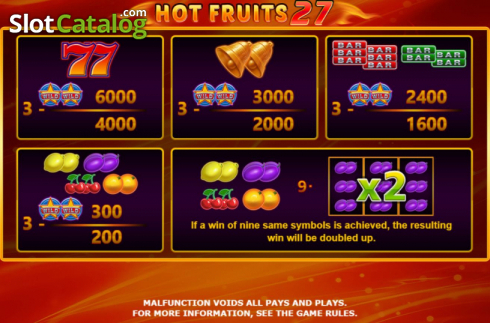 Скрин6. Hot Fruits 27 слот