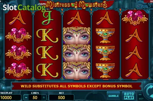 Скрин2. Mistress of Monsters слот
