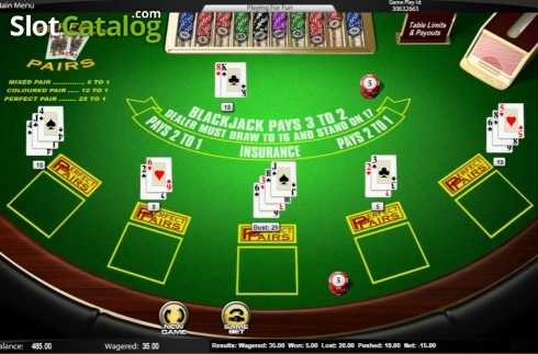 Скрин4. Perfect Pairs Blackjack (Amaya) слот