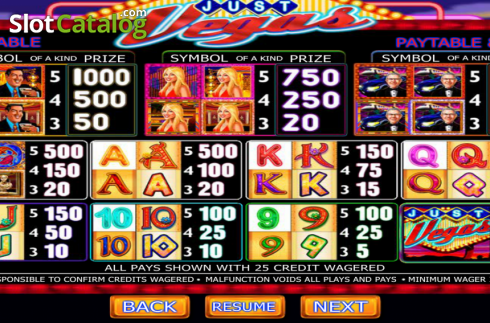 Скрин2. Just Vegas слот
