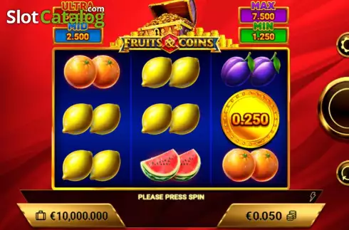 Скрин2. Fruits and Coins слот