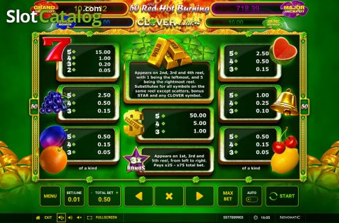 Скрин6. 50 Red Hot Burning Clover Link слот
