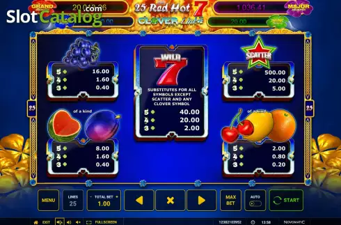 Скрин6. 25 Red Hot 7 Clover Link слот