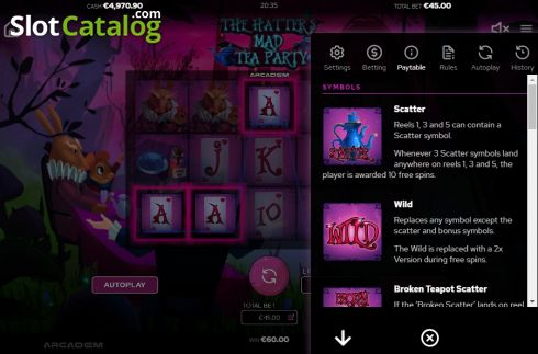 Скрин6. The Hatters Mad Tea Party слот