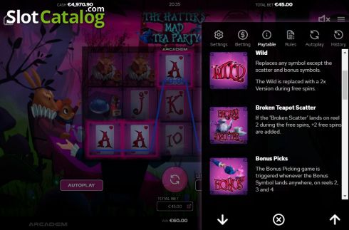 Скрин7. The Hatters Mad Tea Party слот