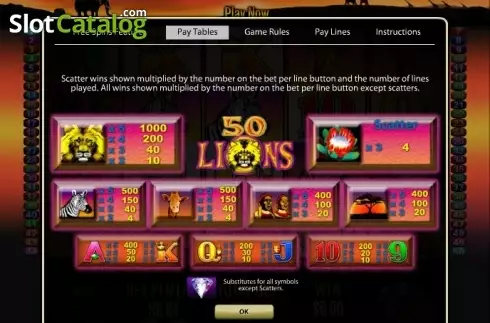 Скрин2. 50 Lions (Aristocrat) слот