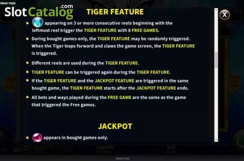 Скрин9. Feature Streak Tiger слот