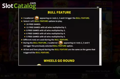 Скрин9. Wheels Go Round Bull слот