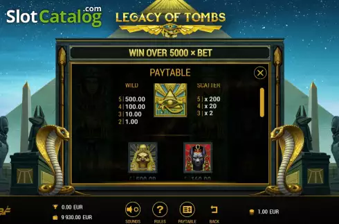 Скрин9. Legacy of Tombs слот