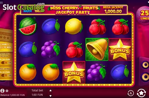 Скрин3. Miss Cherry Fruits Jackpot Party слот
