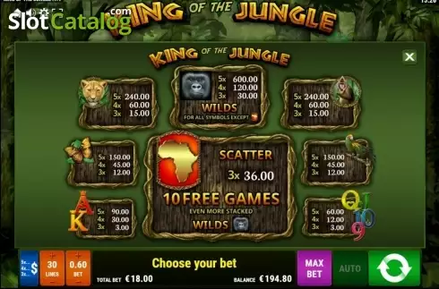 Скрин2. King of the Jungle (Gamomat) слот