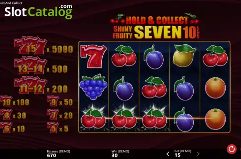 Скрин4. Shiny Fruity Seven 10 Lines Hold and Collect слот