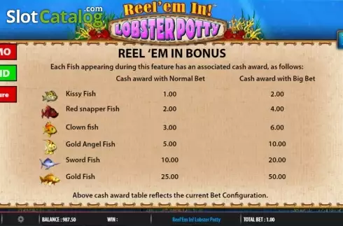 Скрин9. Reel 'em In Lobster Potty слот